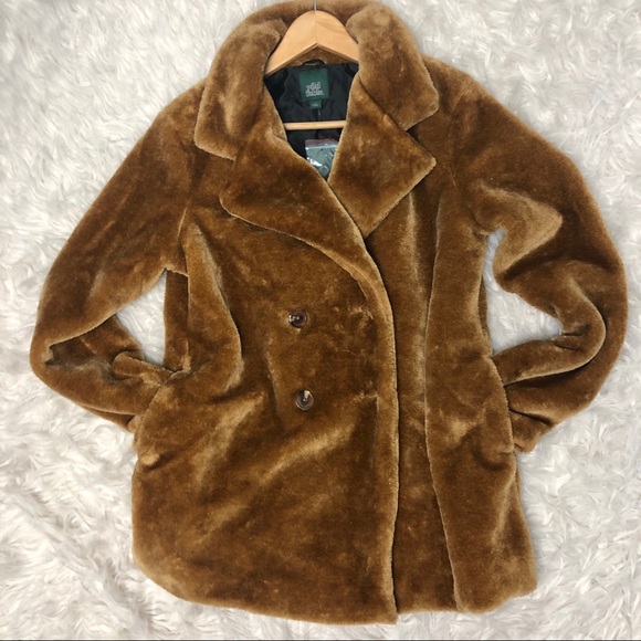 wild fable Jackets & Blazers - NWT Wild Fable faux fur peacoat jacket brown Small